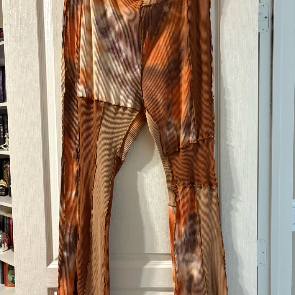 SHEIN Orange Tie-Dye Wide Leg Pants